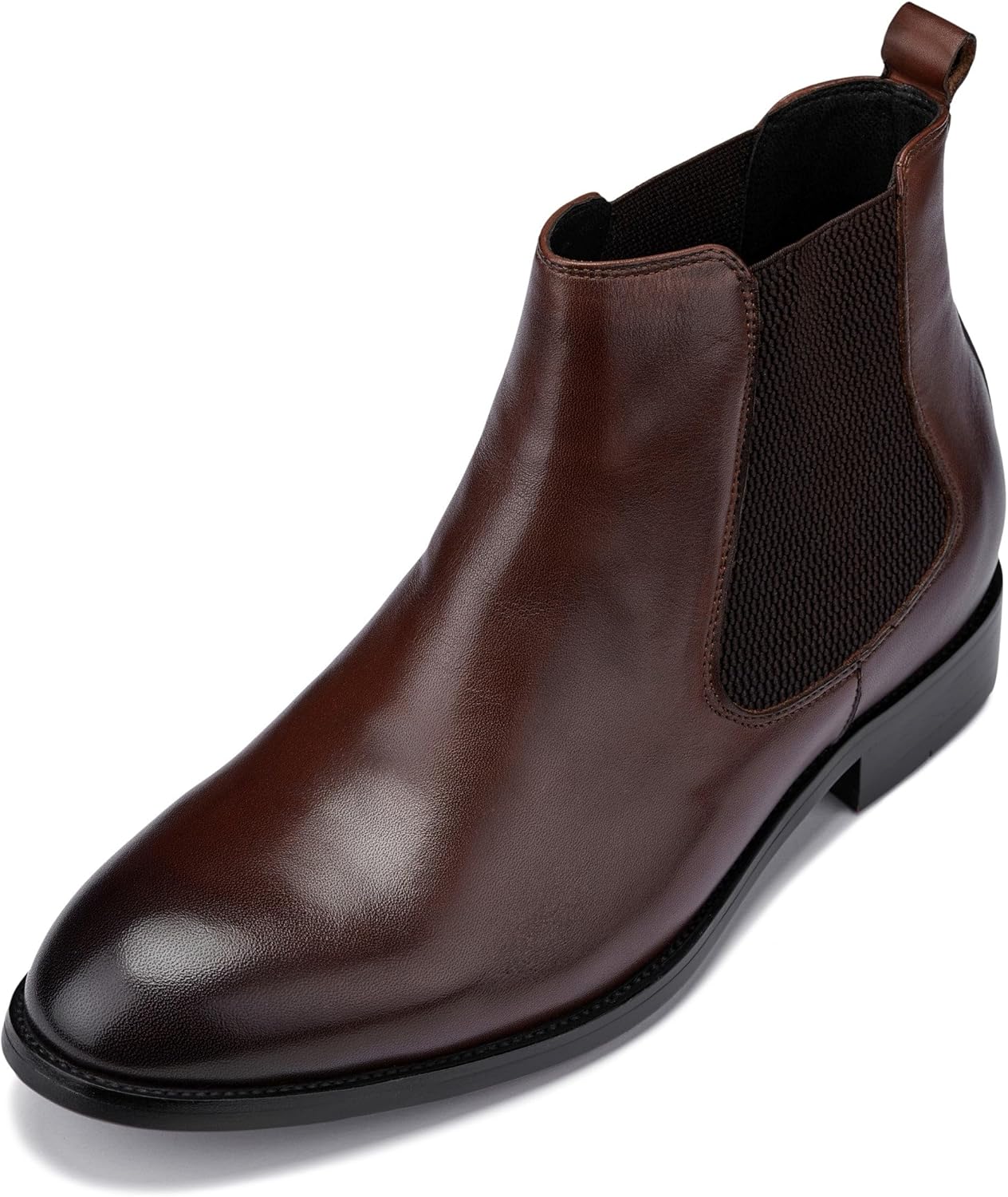 

Мужские невидимые обувные вставки CALTO для увеличения роста - Премиальные кожаные ботинки Челси на молнии - увеличивают рост на 7 см, коричневый