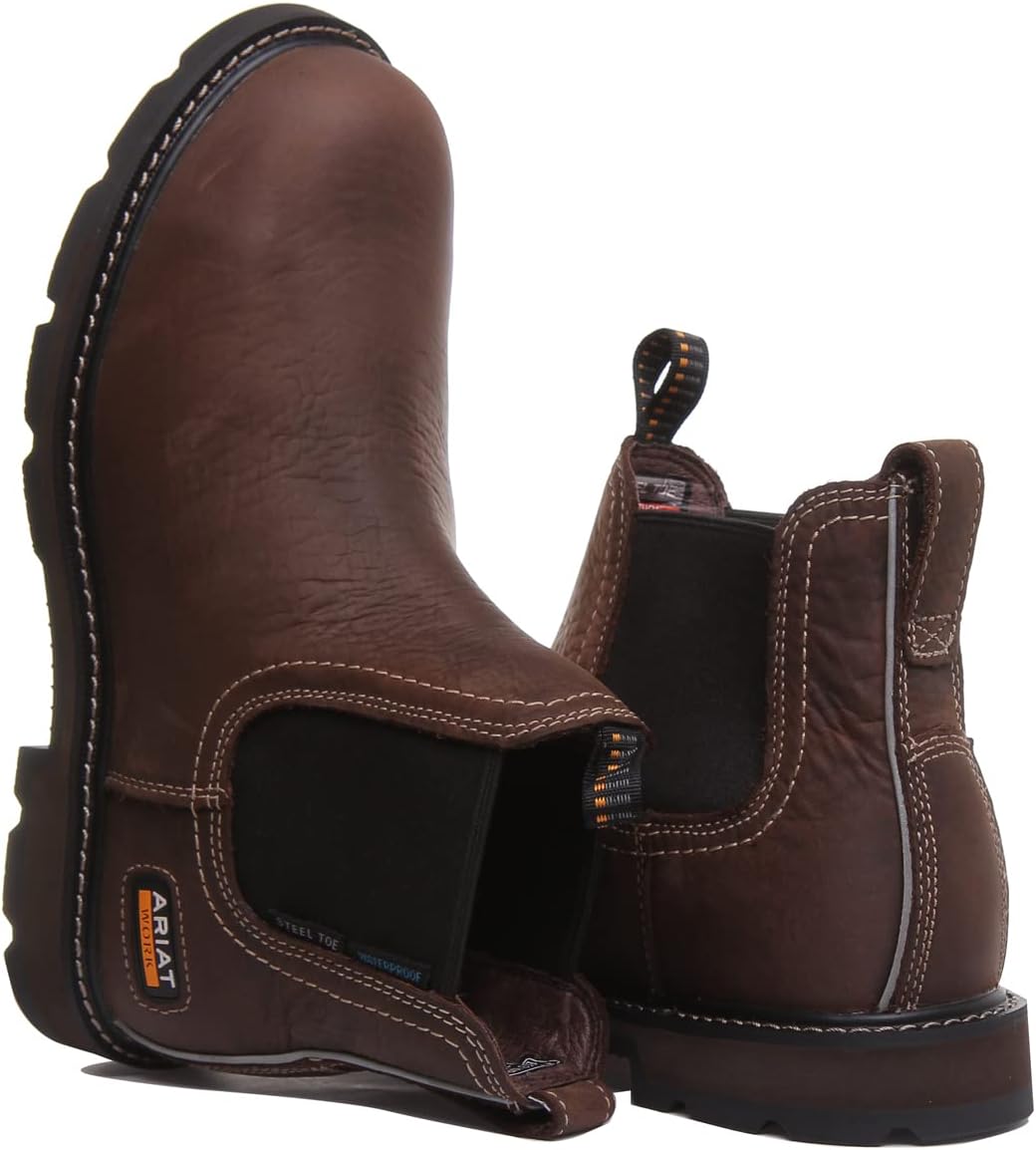 Мужские ботинки Ariat Groundbreaker Jod Eniso H2O St коричневые - водонепроницаемые, брызгозащитные, с металлической промежуточной подошвой, устойчивой к пробиванию — фото 4