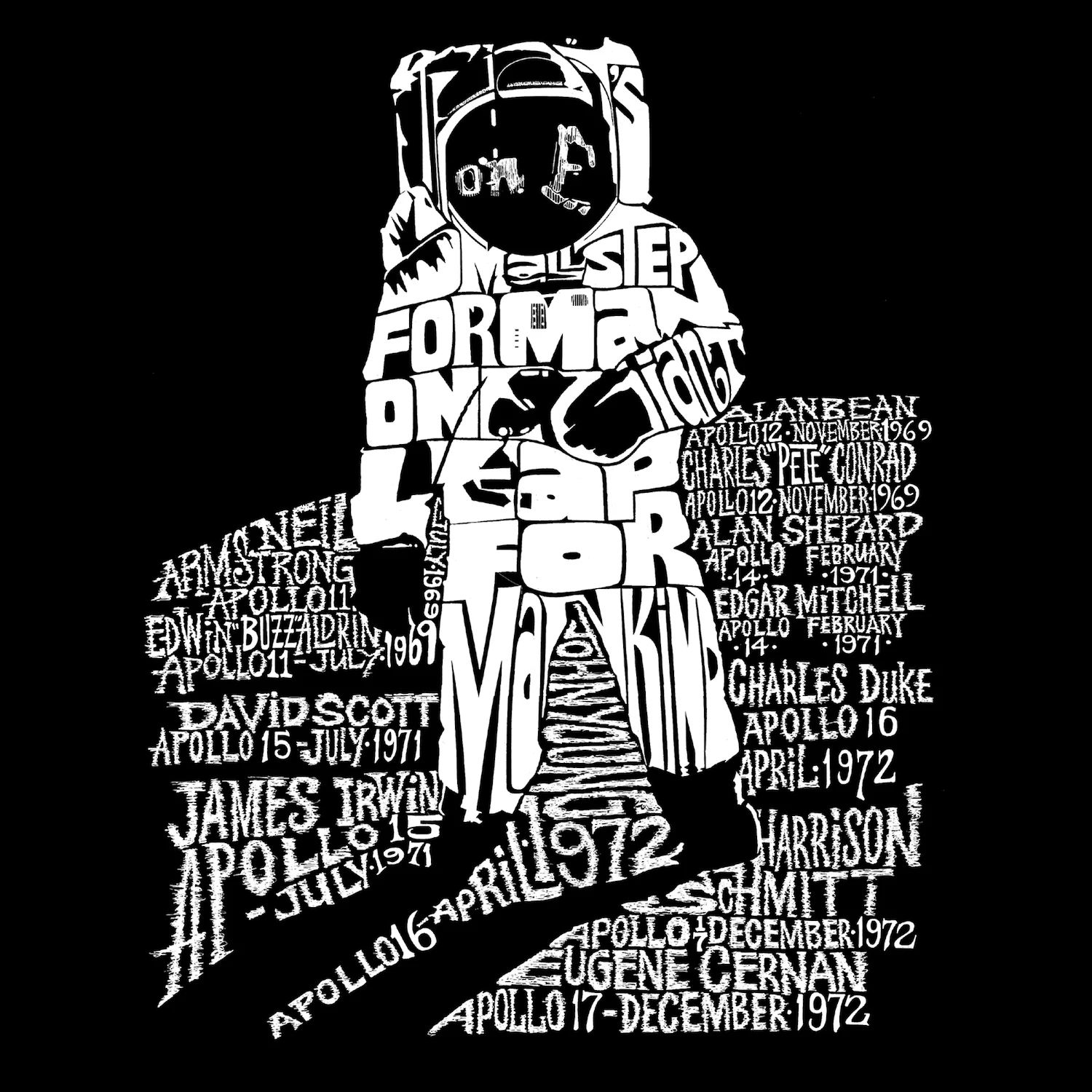 

ASTRONAUT — мужская бейсбольная футболка реглан с рисунком Word Art LA Pop Art