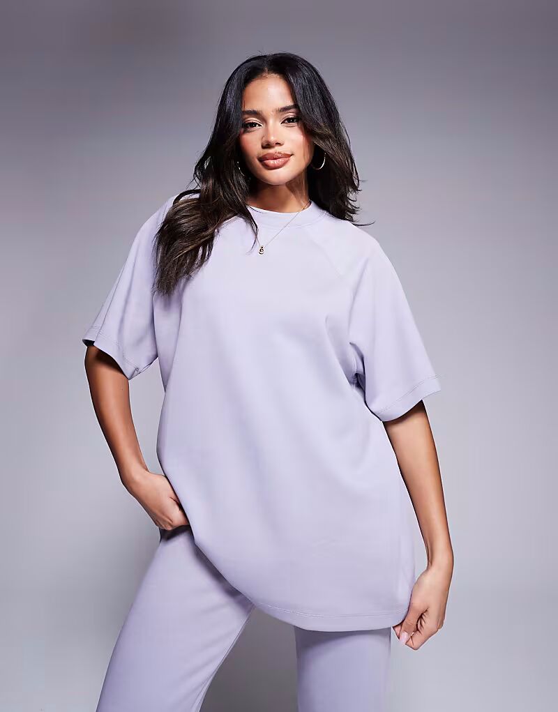 

Футболка ASOS DESIGN Co-ord Interlock реглан серого цвета