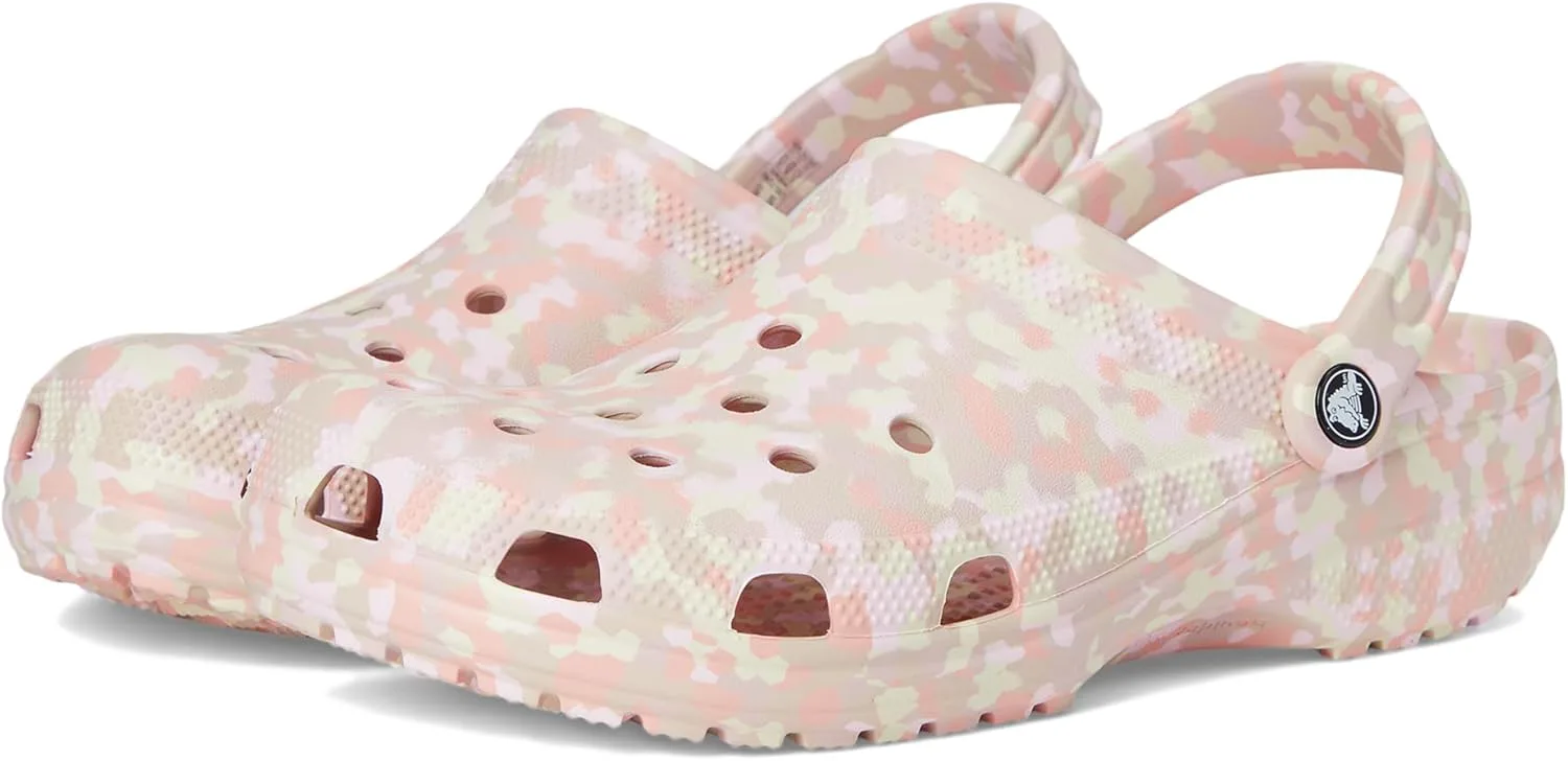 Крокс Унисекс Классические мраморные клогги с эффектом тай-дай Crocs, розовый/мультиколор