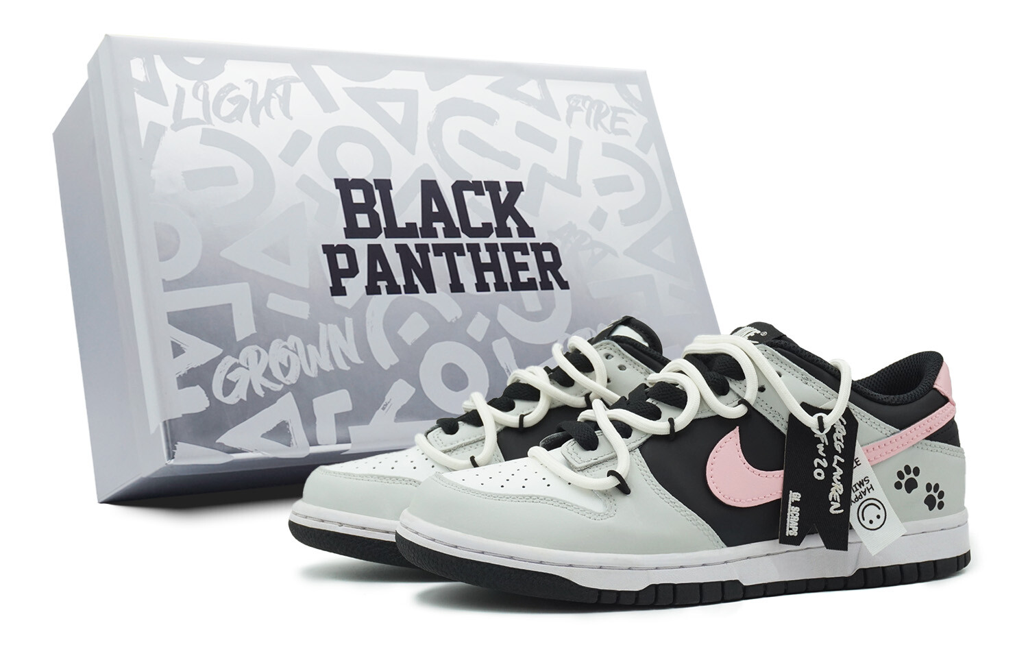 

Кроссовки Nike Dunk Skateboarding Shoes Men Low-top Grey/black/pink, светло-серый