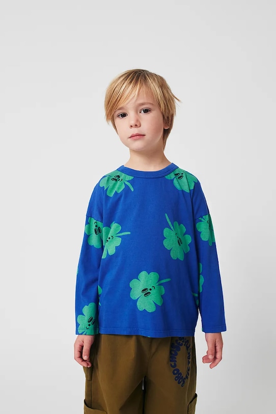 

Детская хлопковая кофта Lucky Clover с длинным рукавом Bobo Choses, синий