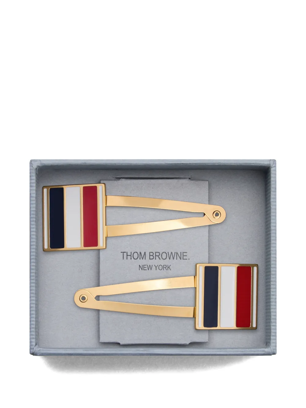 Набор заколок для волос с логотипом Thom Browne, золотистый — фото 3