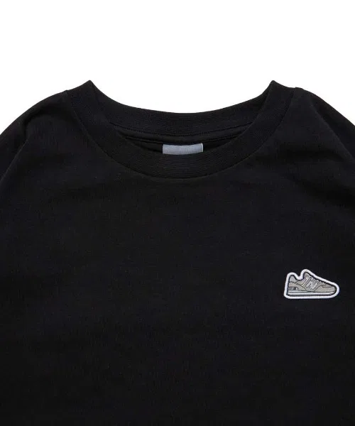 Детская футболка с длинным рукавом New Balance с нашивкой, белая — фото 3