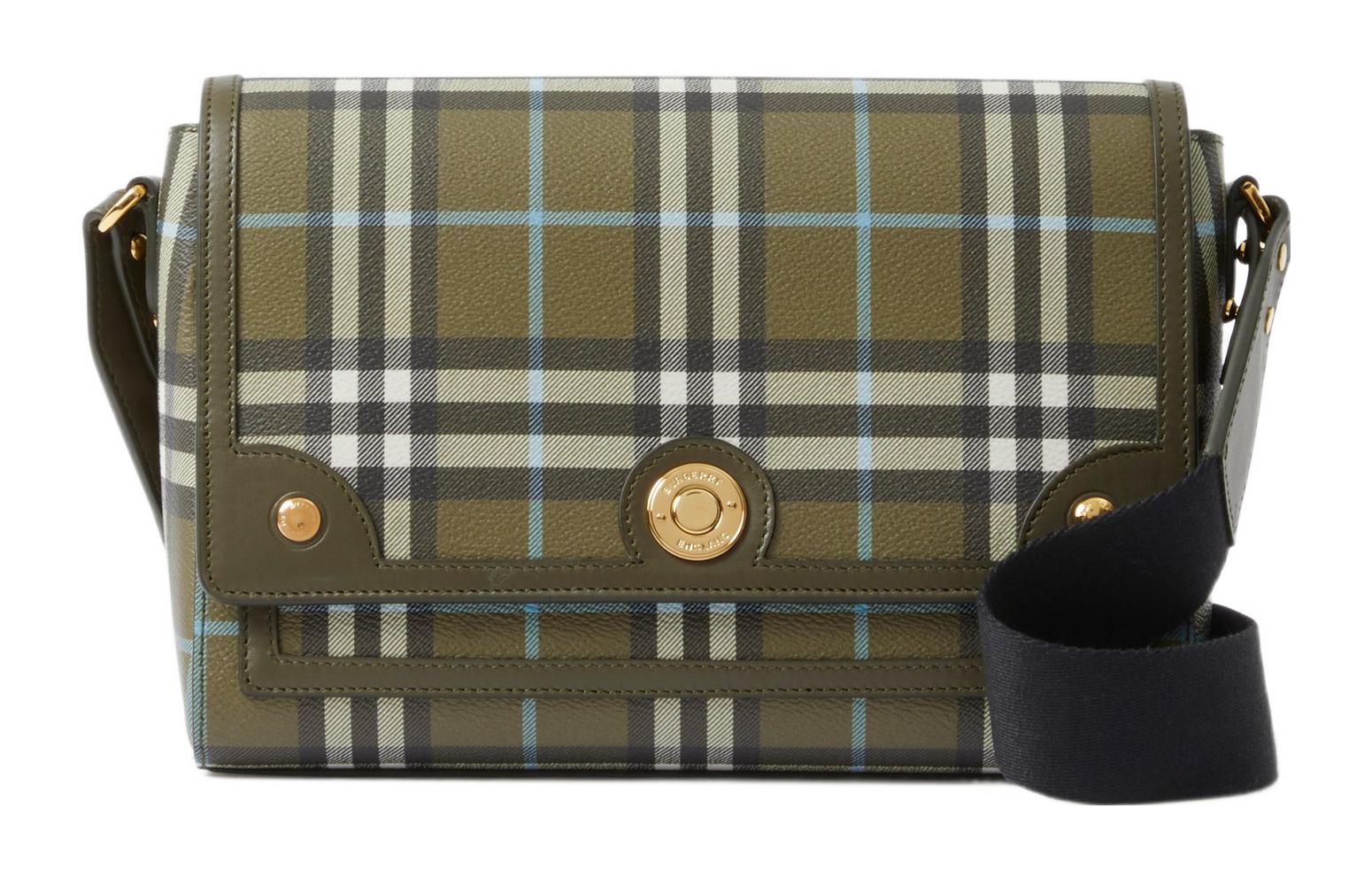 

Хлопковая сумка через плечо с кожаными вставками, женская оливково-зеленая Burberry