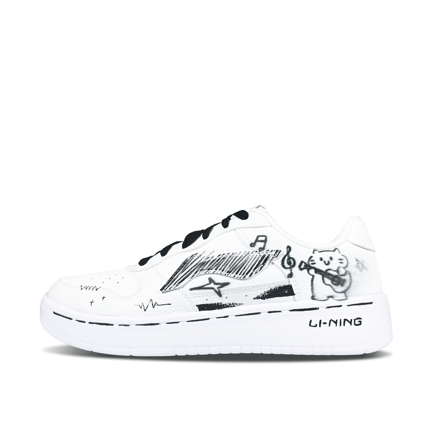 

Мужские плавающие ботинки Li Ning с гитарой и изображением котенка, противоскользящие и износостойкие, низкие, для скейтбординга., guitar kitten