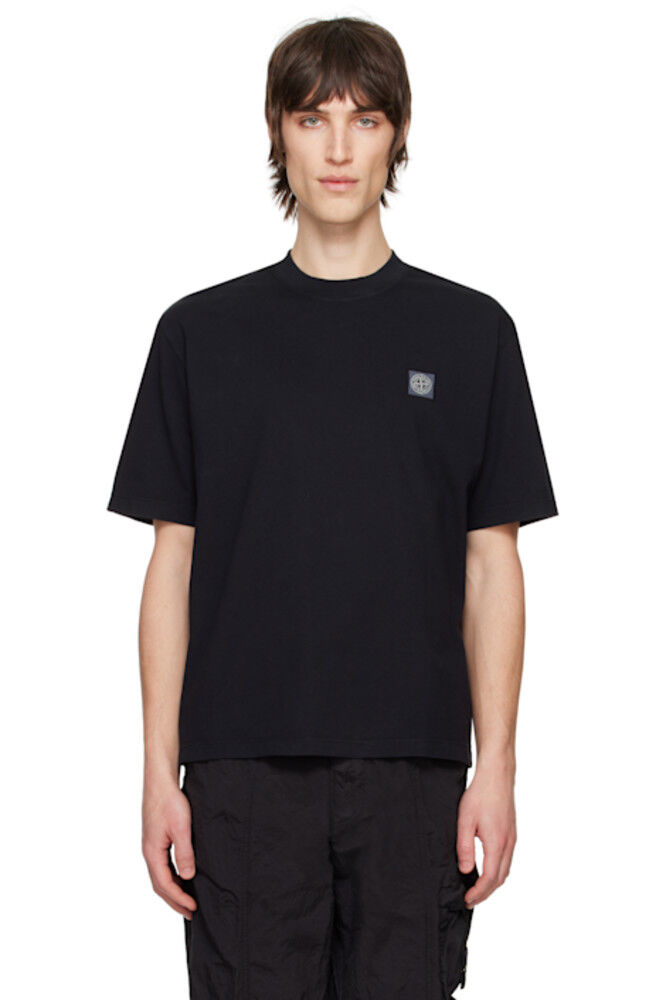 

Черная футболка из органического хлопкового джерси Stone Island