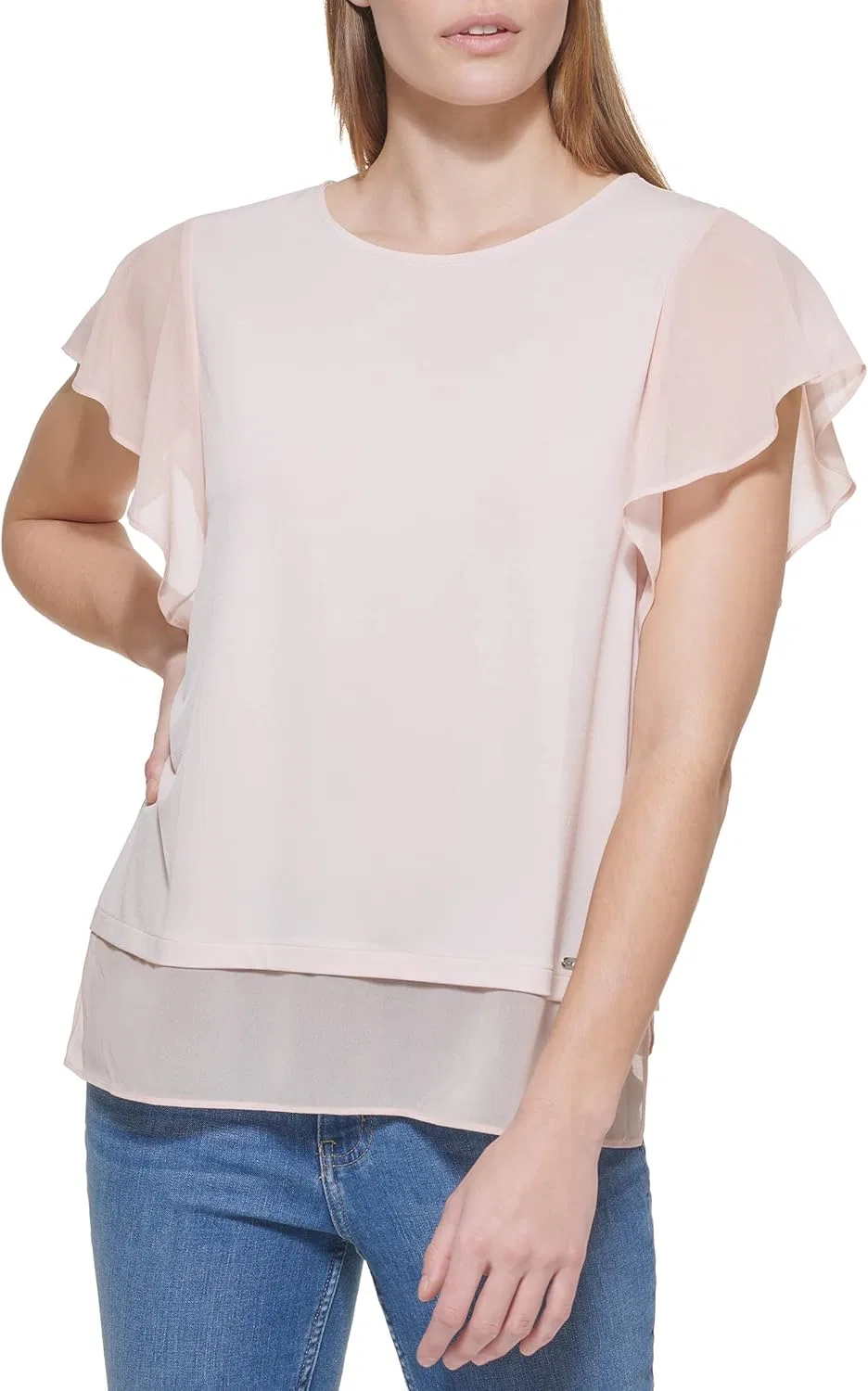 Блуза с воланами Calvin Klein, Blush