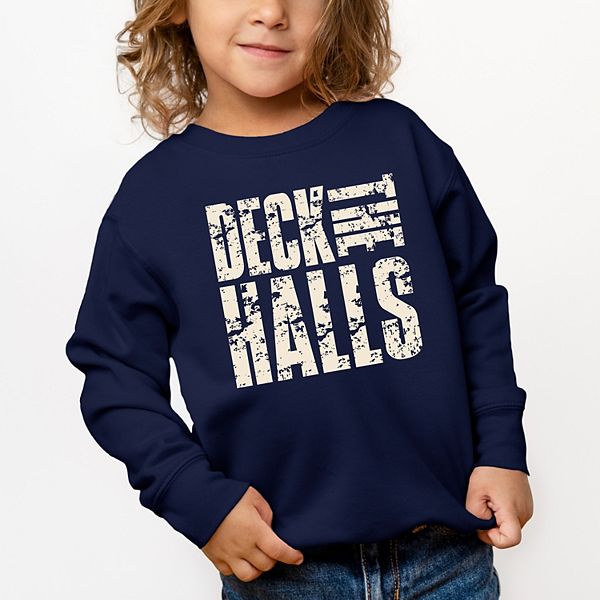 

Свитшот с принтом Deck the halls block distressed для малышей The Juniper Shop, Navy