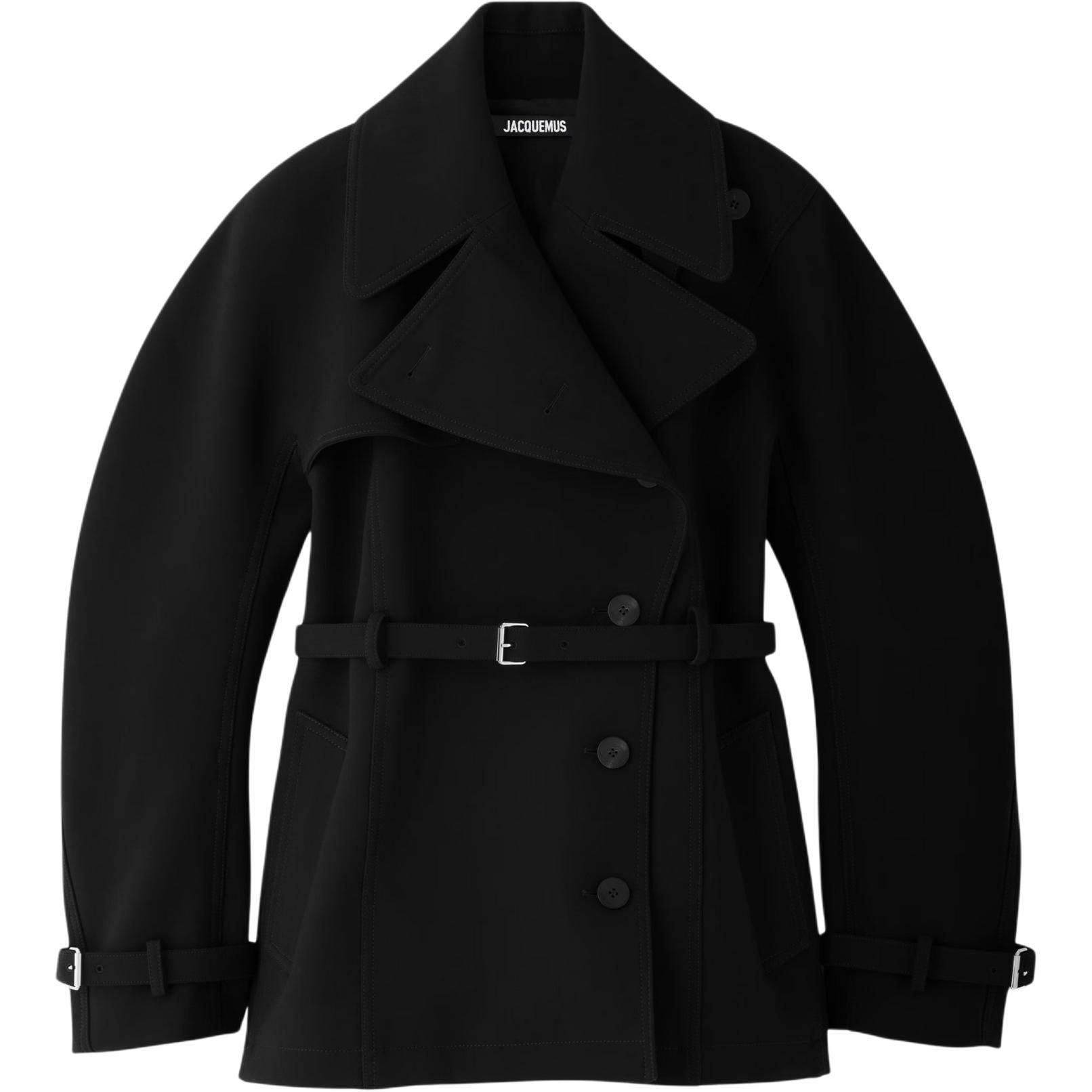 

Пальто с поясом и рукавами-фонариками Jacquemus, черный