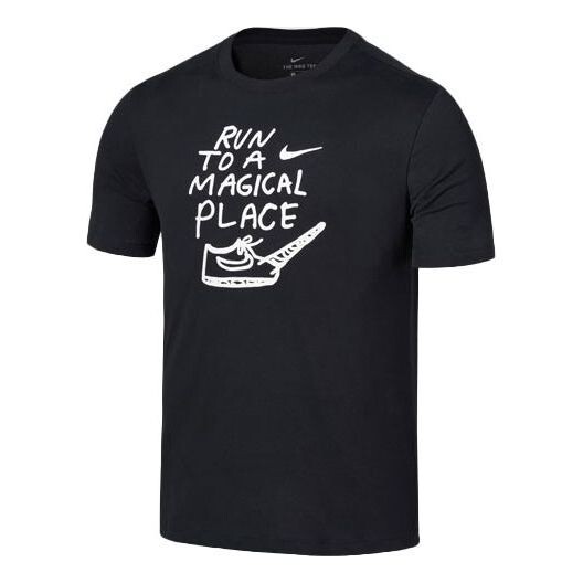 

Футболка dri-fit running quick dry breathable athleisure casual sports short sleeve black Nike, черный