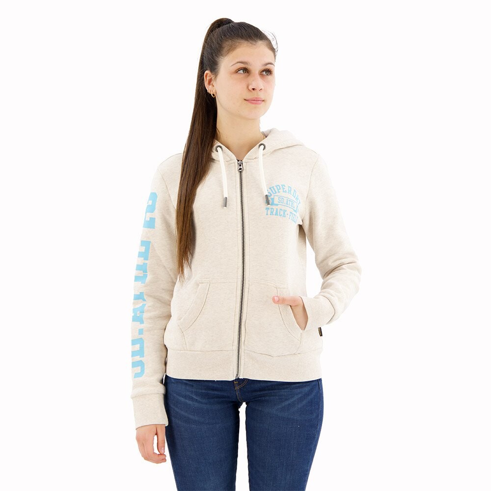 

Толстовка Superdry Super Athletic Graphic Full Zip, бежевый
