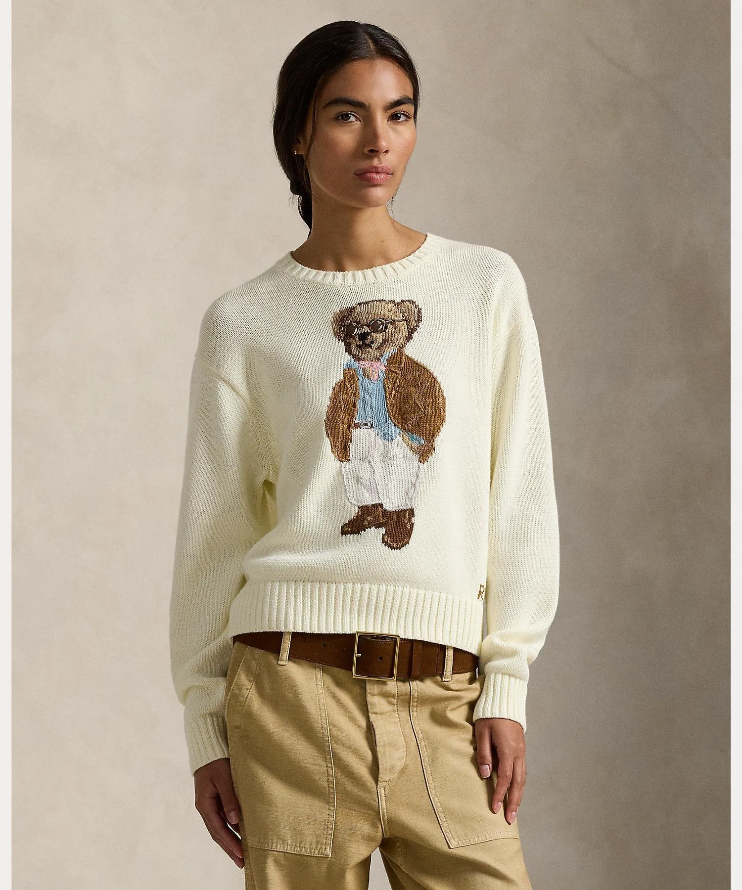 Хлопковый свитер с круглым вырезом Polo Bear Polo Ralph Lauren, 101 Natural