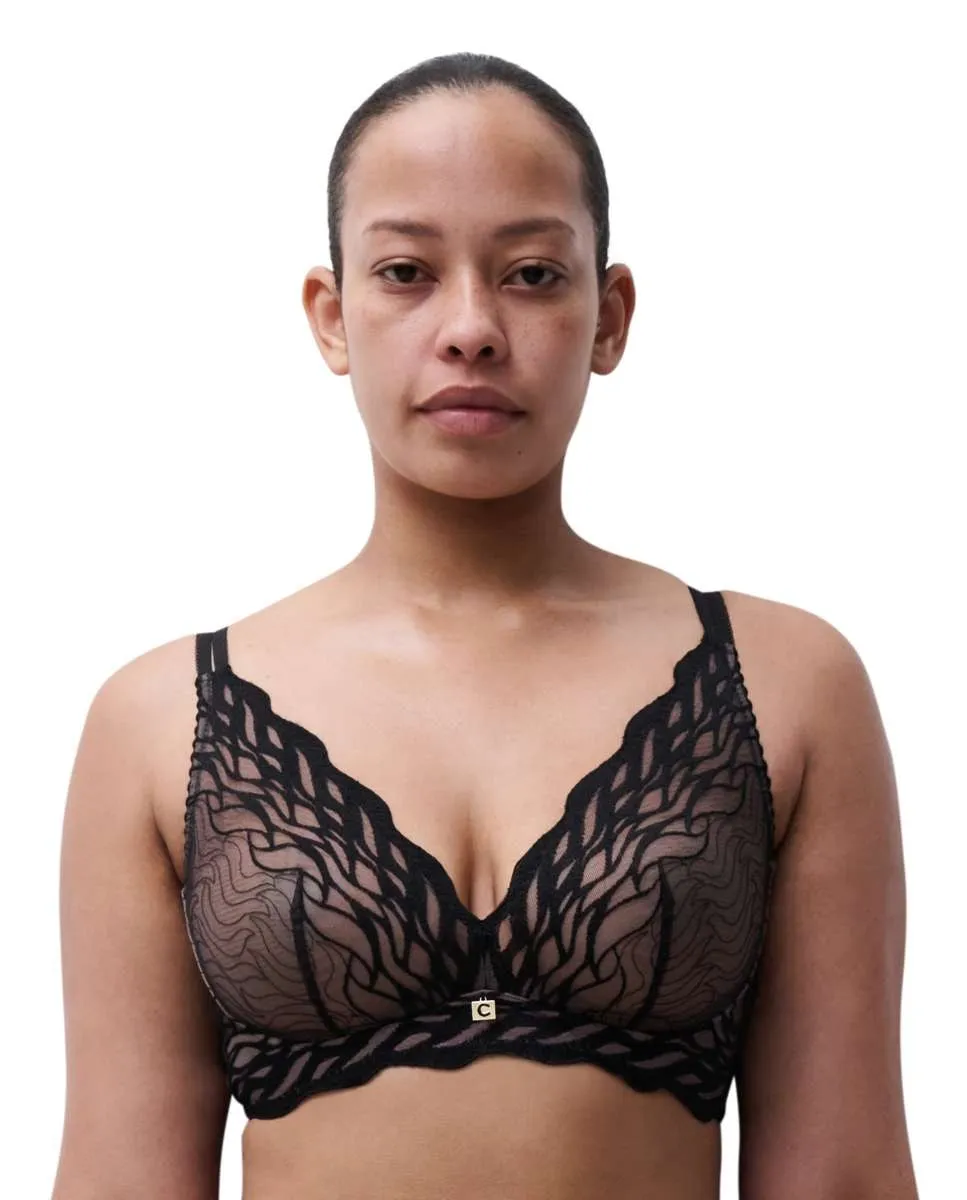 

Бюстгальтер без косточек с волнистой вышивкой из линии Vibe Chantelle, черный