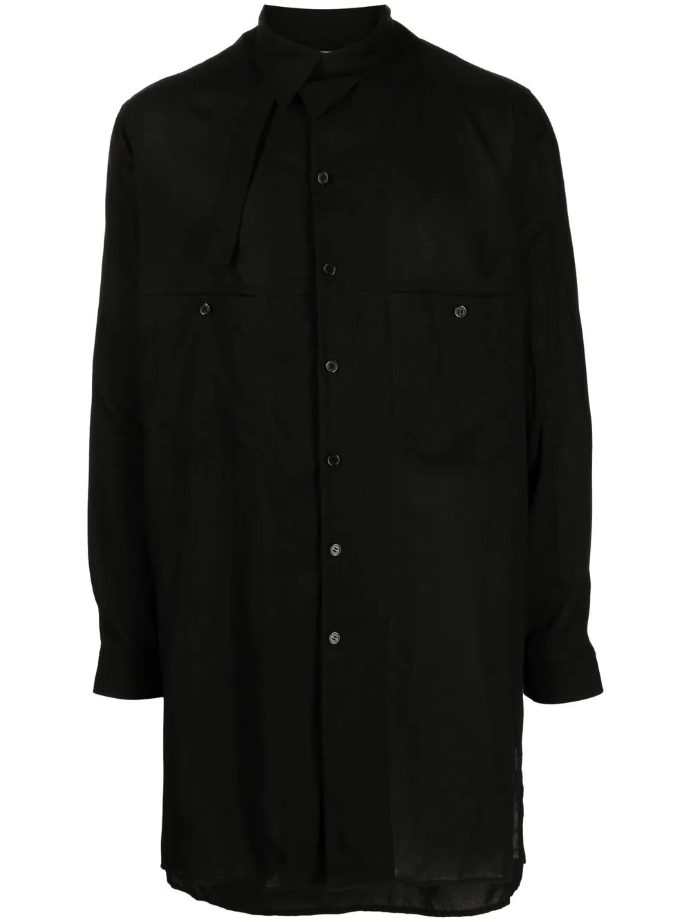 

Рубашка с воротником асимметричного кроя Yohji Yamamoto, черный