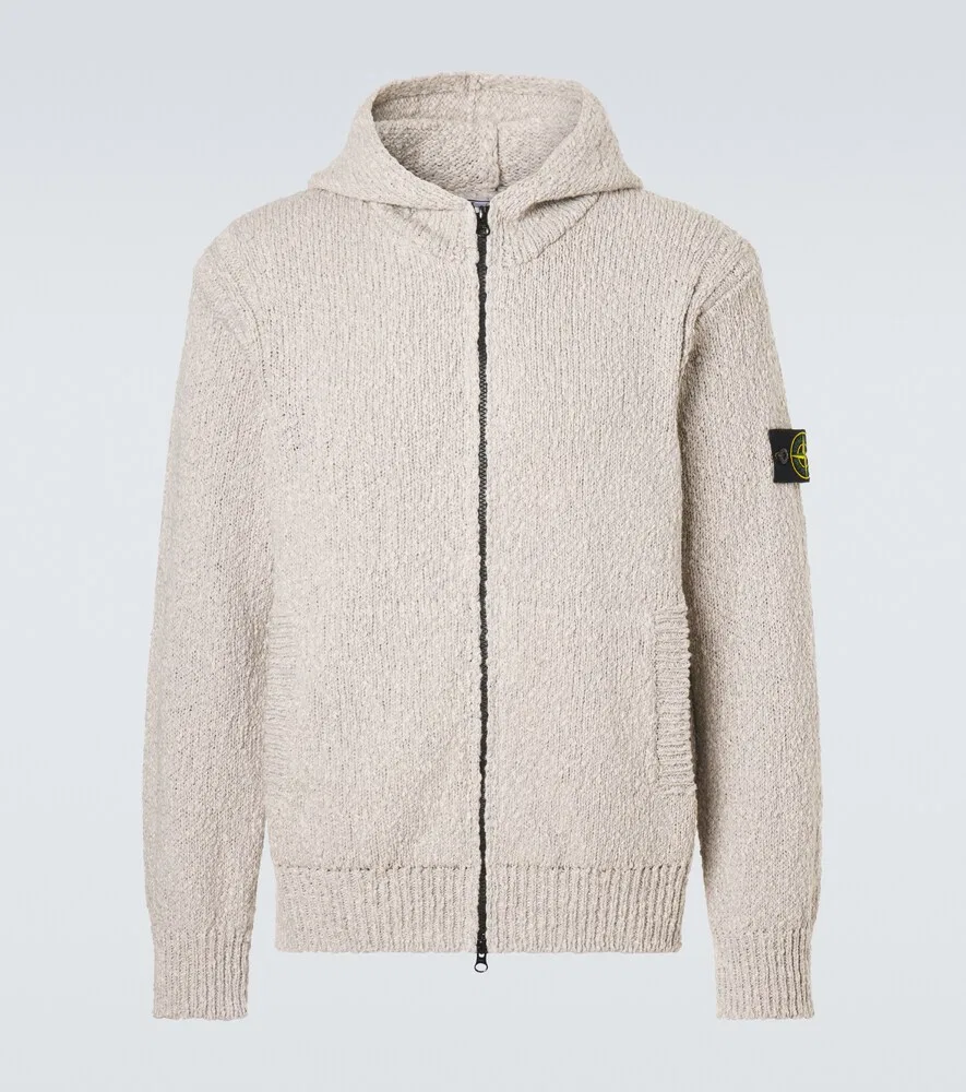 Хлопковая толстовка на молнии Compass Stone Island, серый