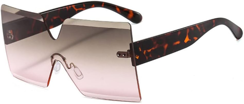 

Солнцезащитные очки без оправы для женщин, большие солнцезащитные очки с защитой от УФ-излучения UV400, модные очки для женщин с защитой от УФ-излучения UV400 MTZJH, Leopard-brown Pink