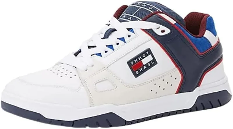 Мужские кроссовки Tommy Jeans EM0EM01042, белые, кожаные, спортивные, повседневные, в стиле ретро, BA Hilfiger Skate Basket