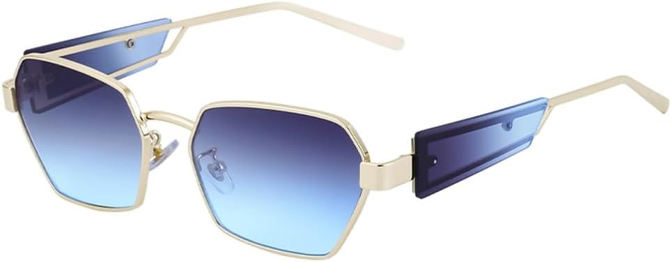 

Солнцезащитные очки в стиле панк с шестиугольными линзами для женщин, винтажные многоугольные солнцезащитные очки для мужчин, солнцезащитные очки в стиле стимпанк MTZJH, C4 Gray Blue