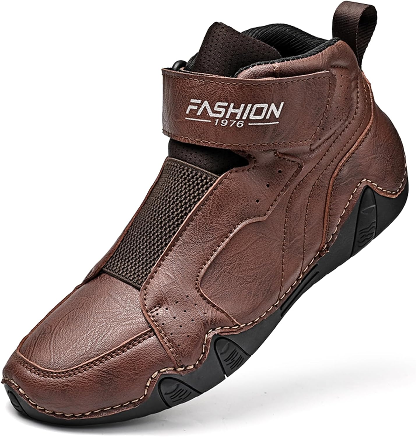 

Мужские высокие кожаные ботинки Челси, повседневные, ручной работы, без шнурков, деловые, для улицы, мягкая подошва, противоскользящие, челси на щиколотке Abborora, темно-коричневый