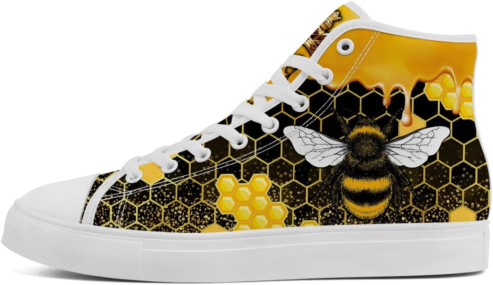 Кеды Chebing Bee высокие на шнуровке из холщовой ткани, повседневная обувь для мужчин и женщин, черный/желтый — фото 3