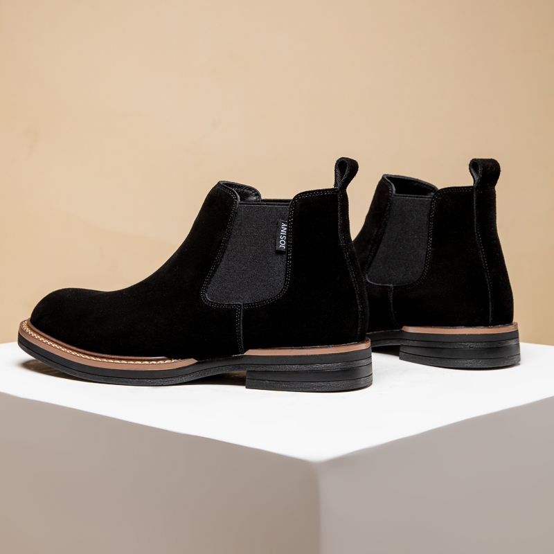 JOSINY Челси ботинки мужские черные с подкладкой из черного флиса, цвет Black (Fleece-Lined) — фото 3