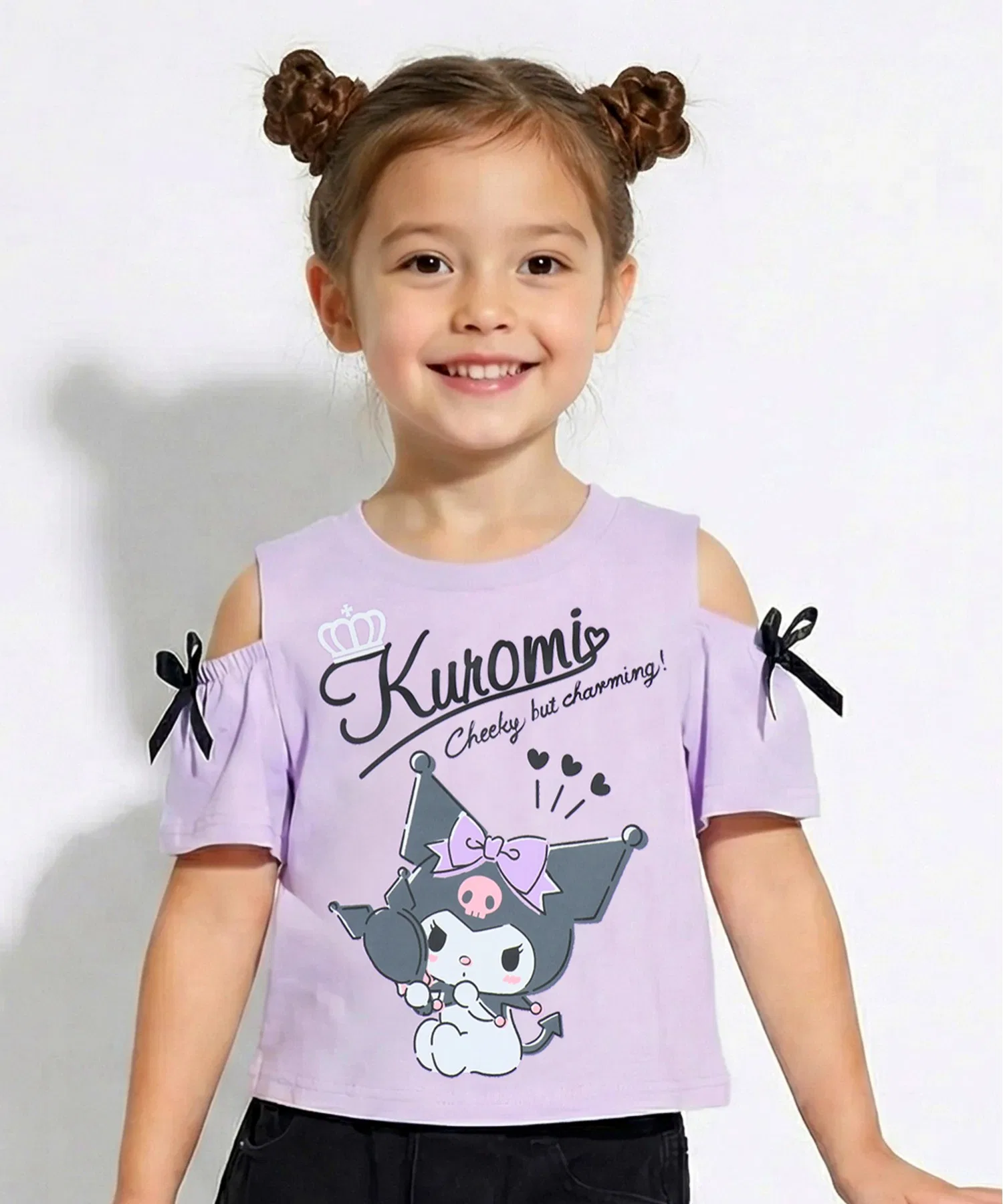Детская футболка Sanrio с открытыми плечами и бантом