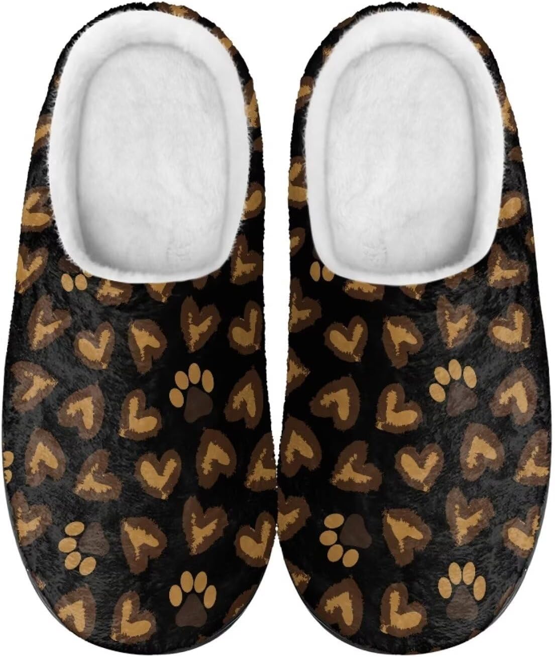 

Тапочки Mintulipy из хлопка, женские пушистые тапочки, домашняя обувь, для дома и улицы, размеры 34-50 (EUR), 3-15 (US) (женские), 8-15 (мужские) для женщин и мужчин, Dog Paw Heart Leopard