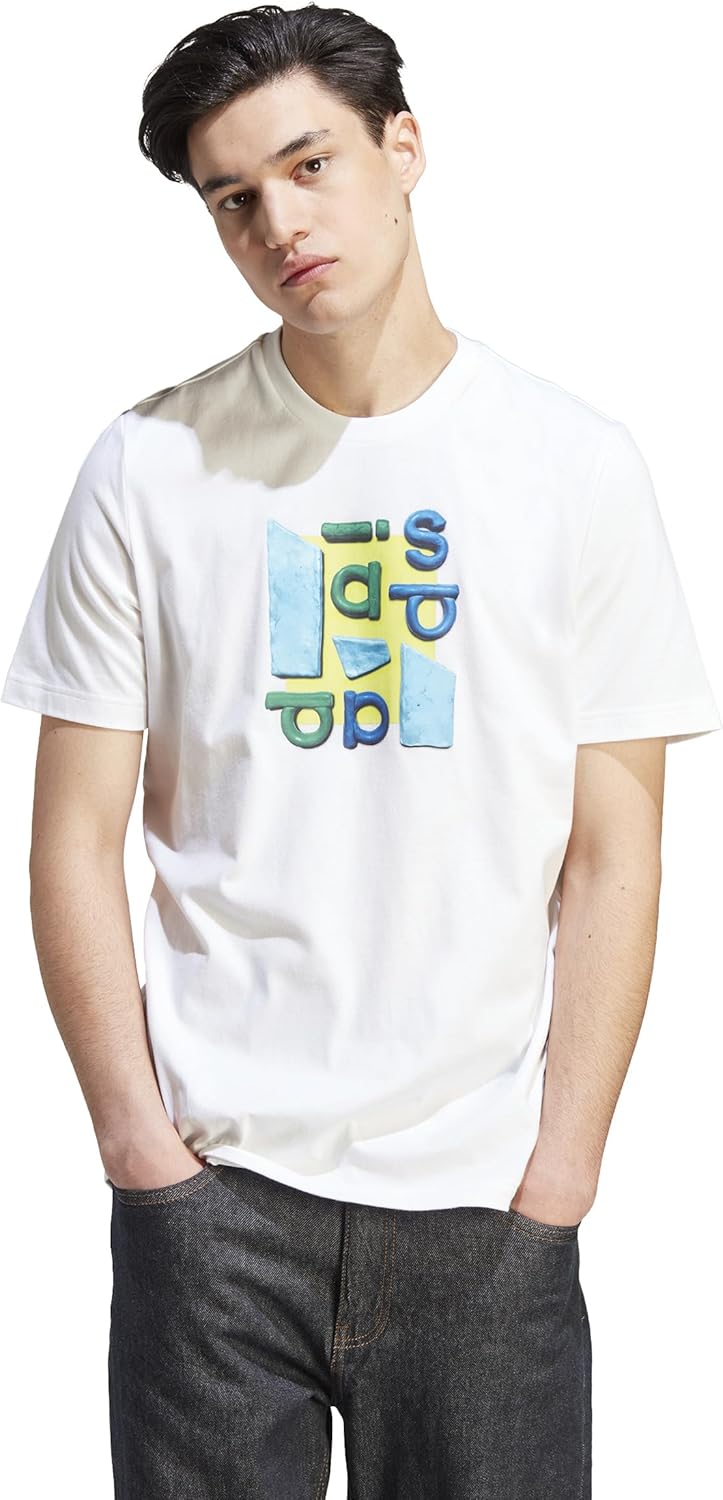 

Мужская футболка Adidas DUD77 с коротким рукавом, двухцветная, с фотопринтом, белый