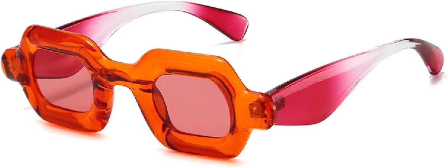 

Ретро-солнцезащитные очки конфетных цветов, маленькие квадратные, женские, модные, с широкими дужками, мужские, в стиле панк, градиентные, UV400 HPIRME, Orange Orange Red