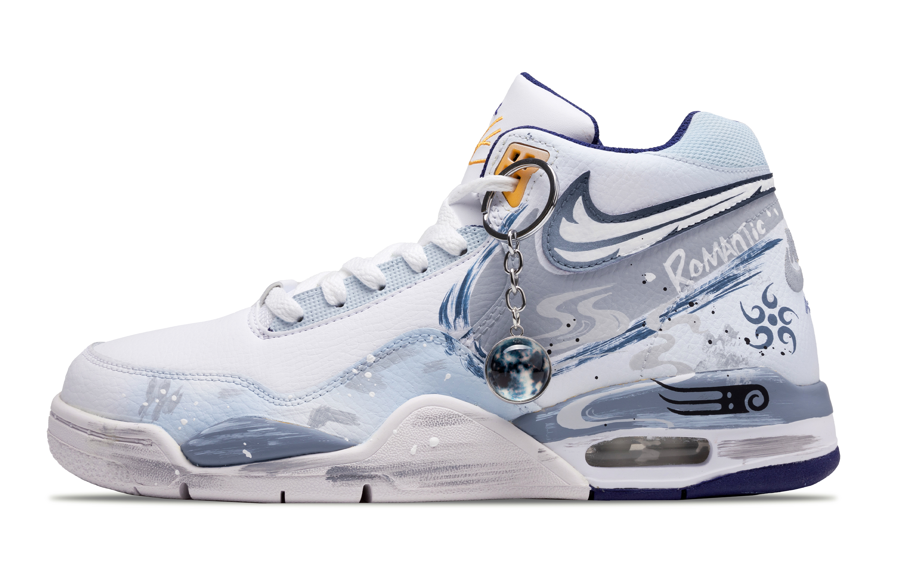

Nike Баскетбольные кроссовки Flight Legacy с мягкой подошвой и нескользящим покрытием, винтажные, мужские, синие, белые, серые