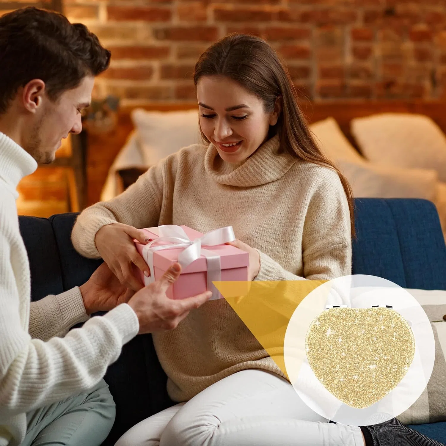 Компактное складное зеркало в форме сердца Dimeho с увеличением Dimeho, Gold Silver — фото 3