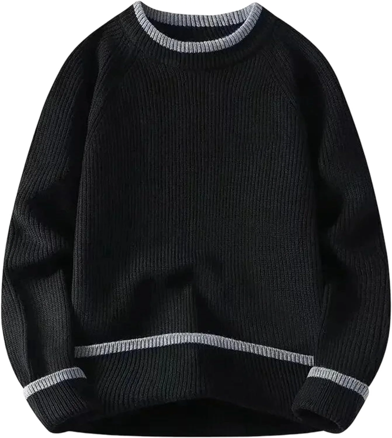 

Мужской свитер с круглым вырезом и вышивкой, утепленный флисом