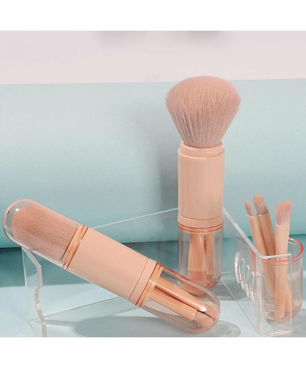 Набор из 4 кистей для макияжа со встроенной крышкой Miniministore, Salmon pink — фото 4