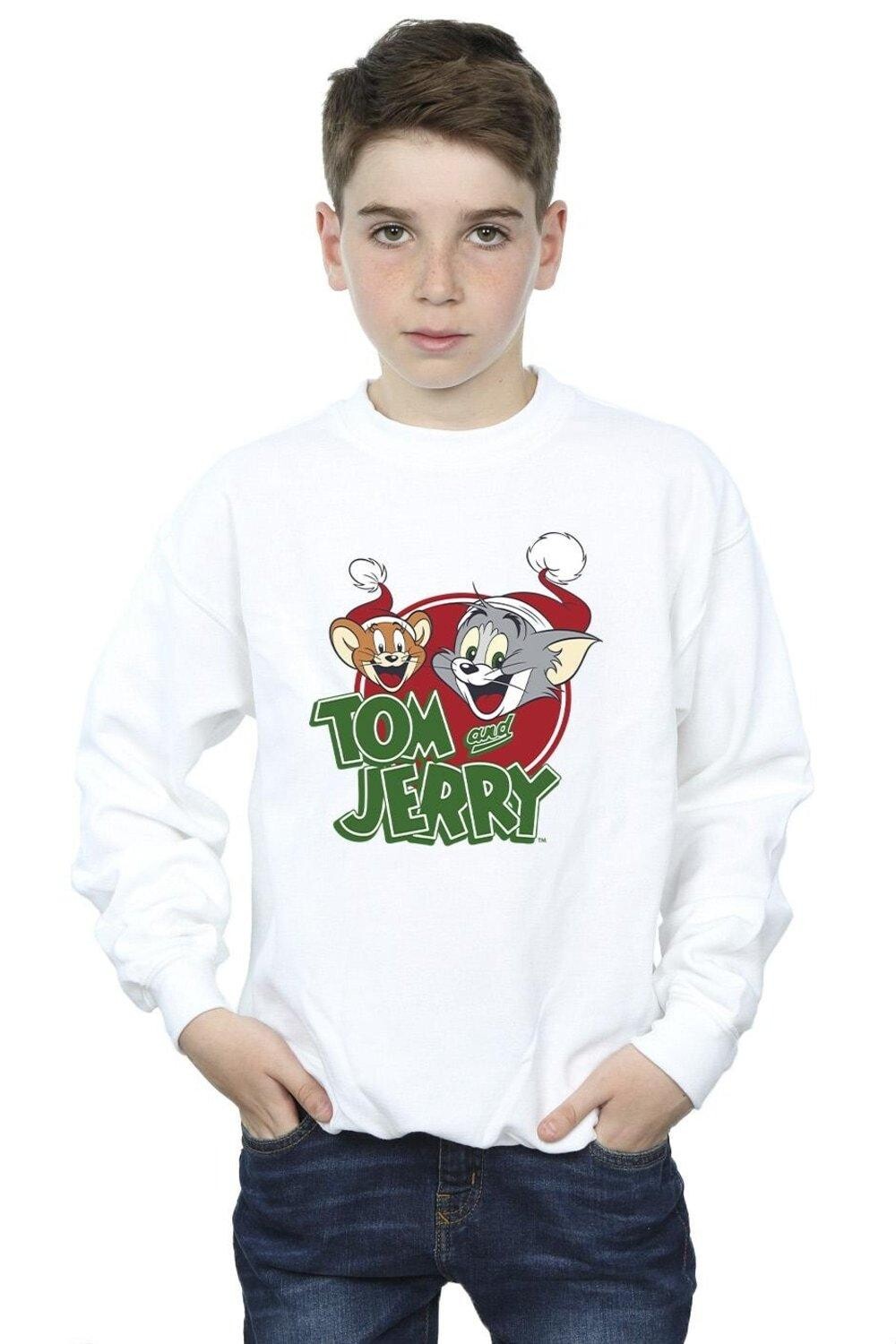 

Толстовка с логотипом Christmas Hat Tom & Jerry, белый