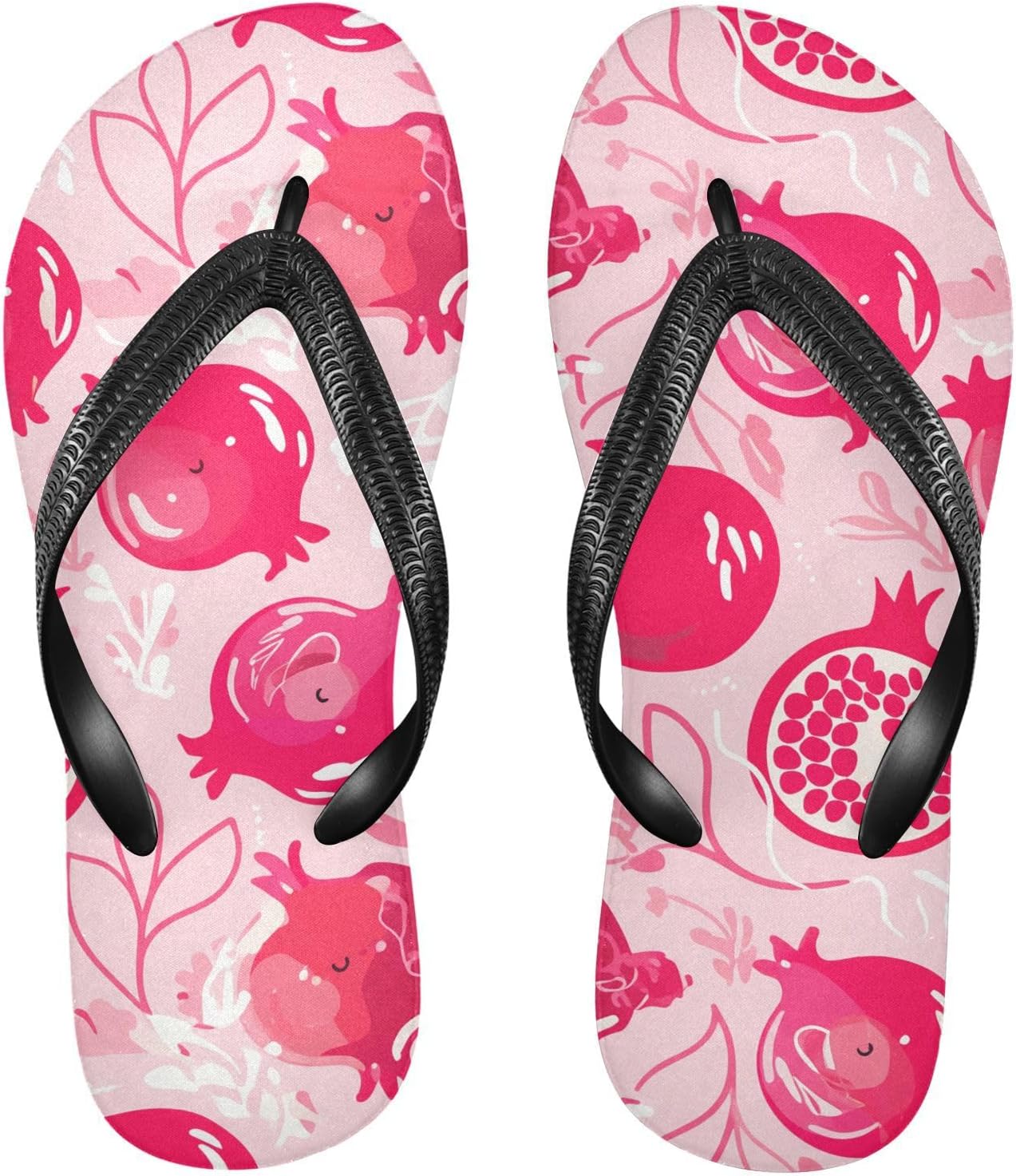 

Мужские и женские шлепанцы с фантазийным цветочным принтом граната, пляжные вьетнамки, резиновые нескользящие летние тапочки для душа и прогулок Sinestour, розовый