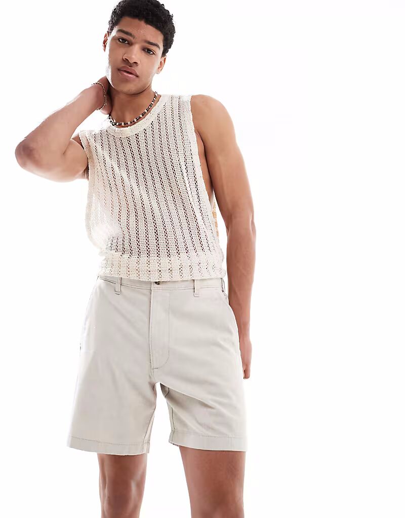 

Короткие льняные шорты выше колена Hollister бежевого цвета