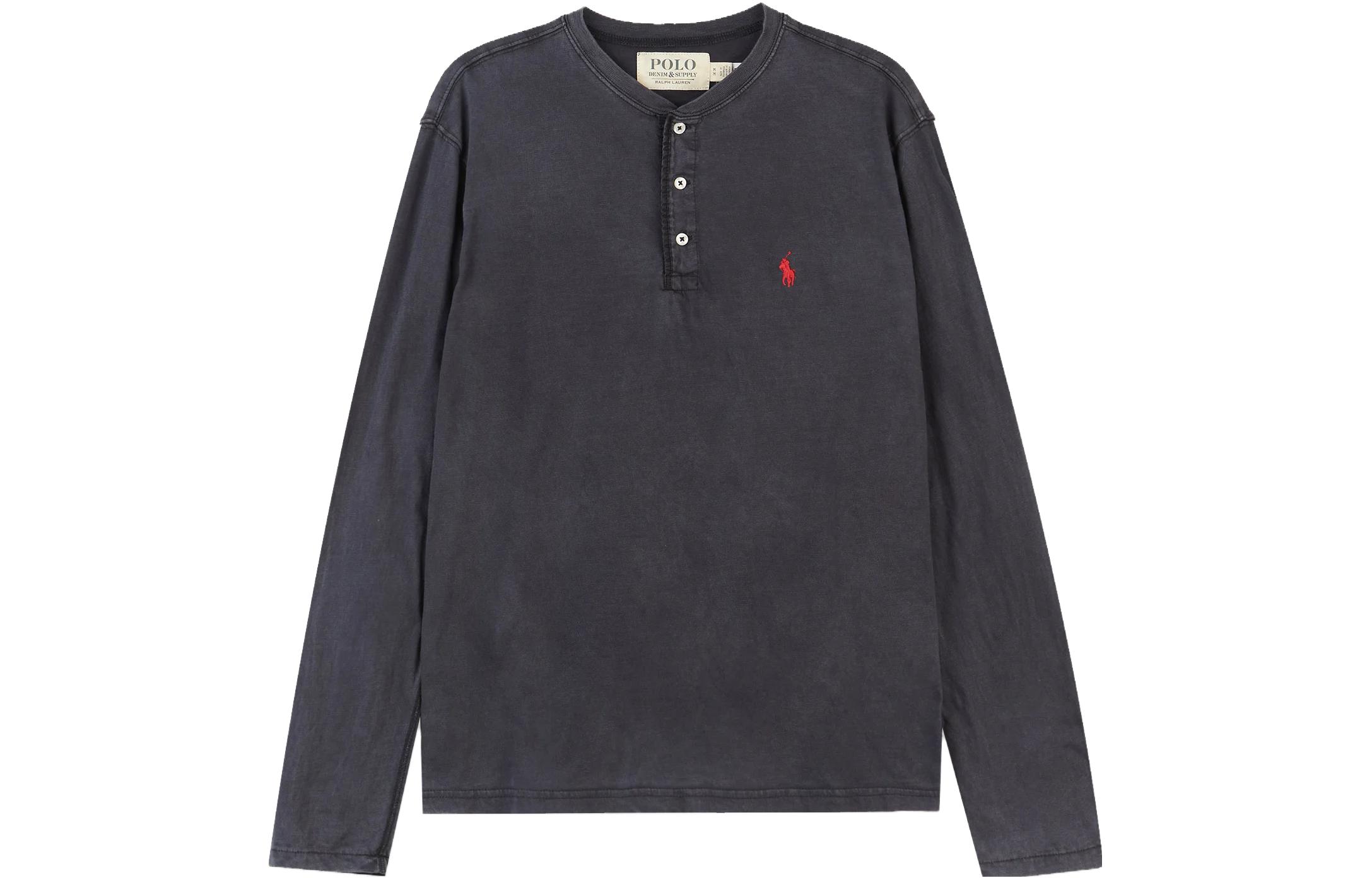 Лонгслив Polo Ralph Lauren Slub Jersey Henley, черный — фото 2