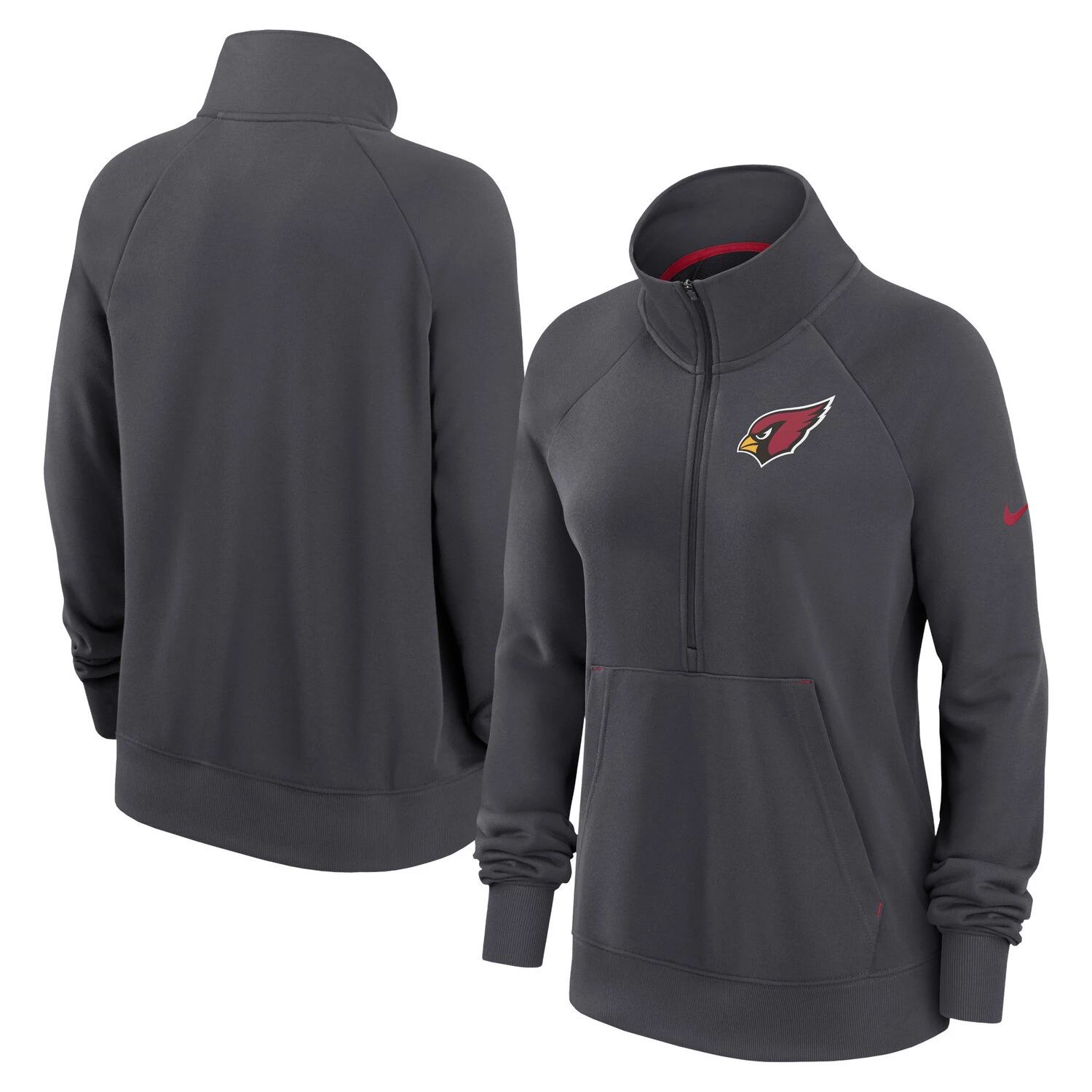 

Женская толстовка с молнией до половины длины Nike Charcoal Arizona Cardinals Premium Raglan Performance Nike