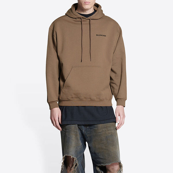 Толстовка back logo hoodie regular fit 'brown' Balenciaga, коричневый — фото 3