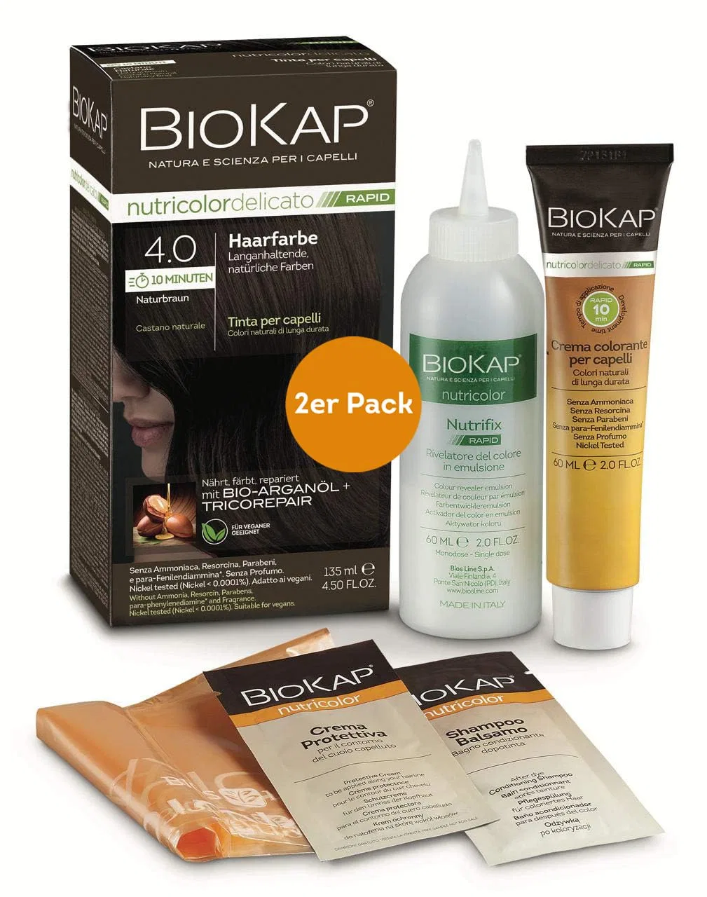 Стойкая краска для волос «Rapid Permanent 4.0» натуральный коричневый от BIOKAP Biokap — фото 2