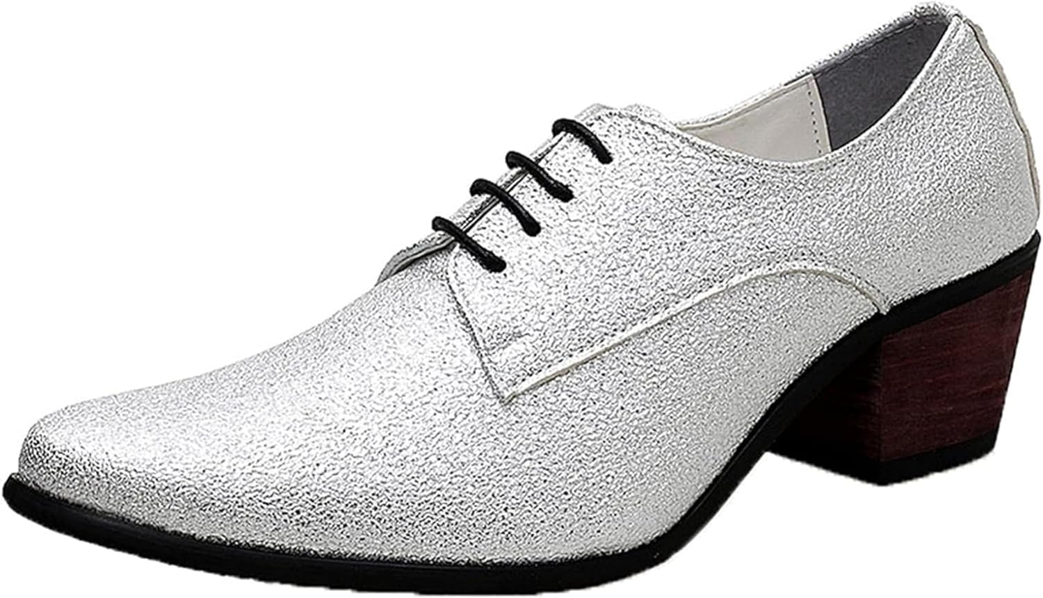 

Мужские блестящие оксфорды с низким вырезом, весенне-осенняя модель, танцевальные туфли на высоком каблуке Generic, серебро