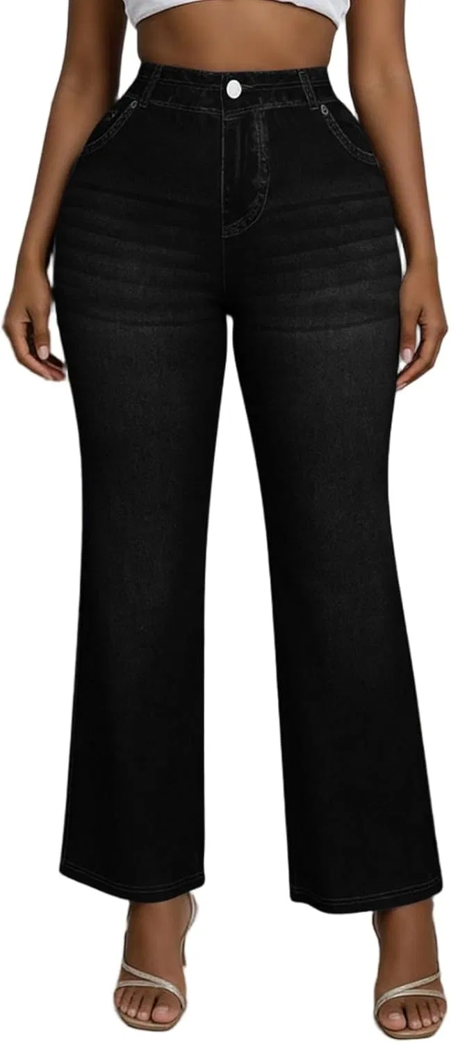 Джинсы Flare Jeggings, High Waisted, Black
