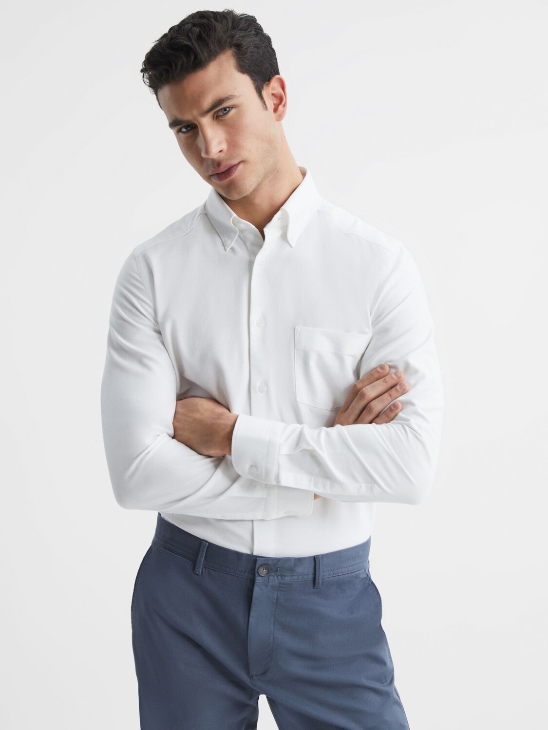 

Оксфордская рубашка с длинными рукавами Reiss Greenwich, белая
