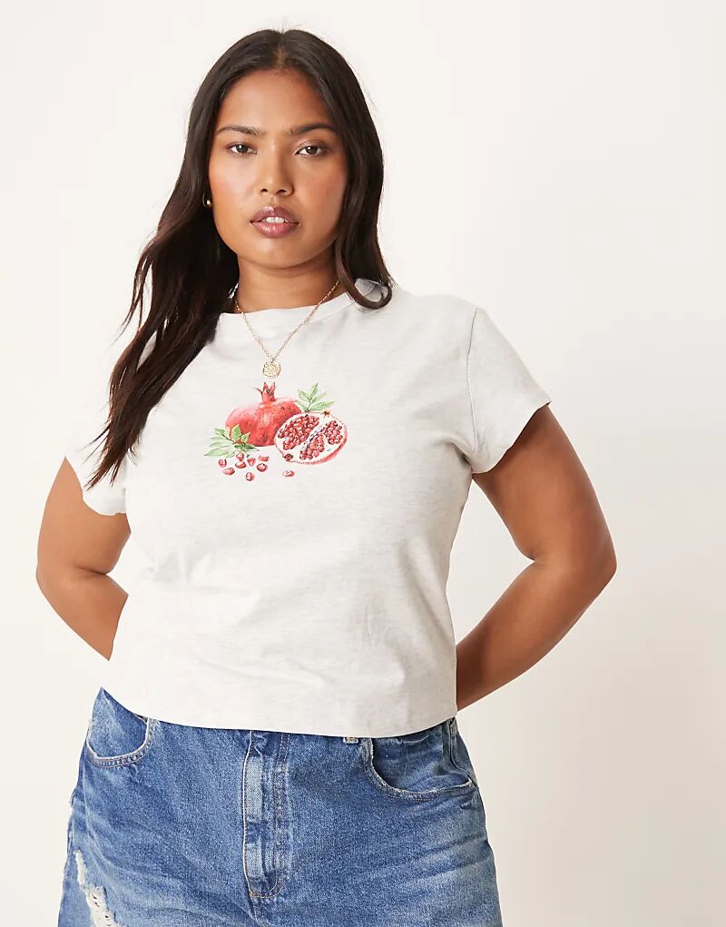 

Детская футболка ASOS DESIGN Curve с изображением граната в цвете «ледяной вереск» Asos Curve