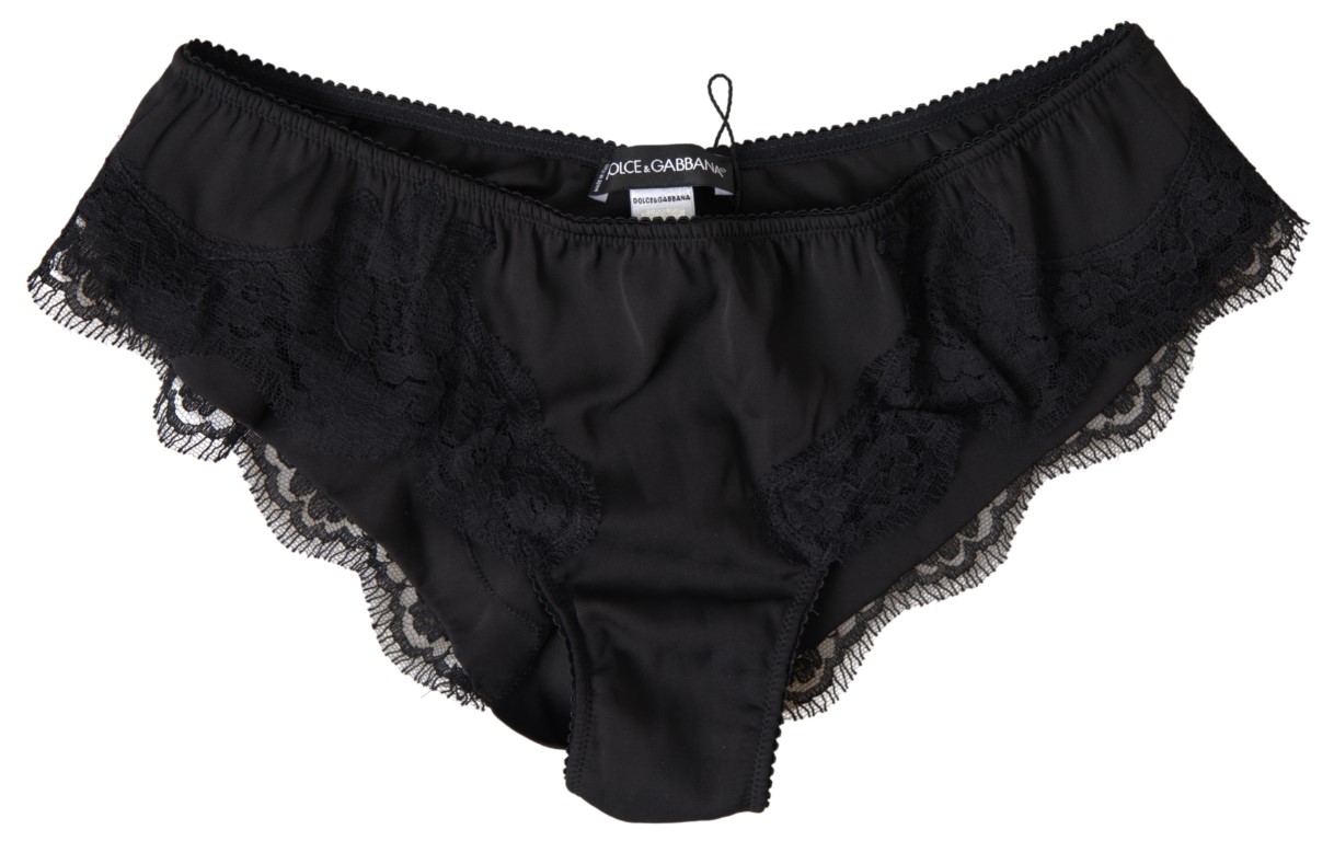 

Элегантные черные трусики из смесового шелка Dolce & Gabbana