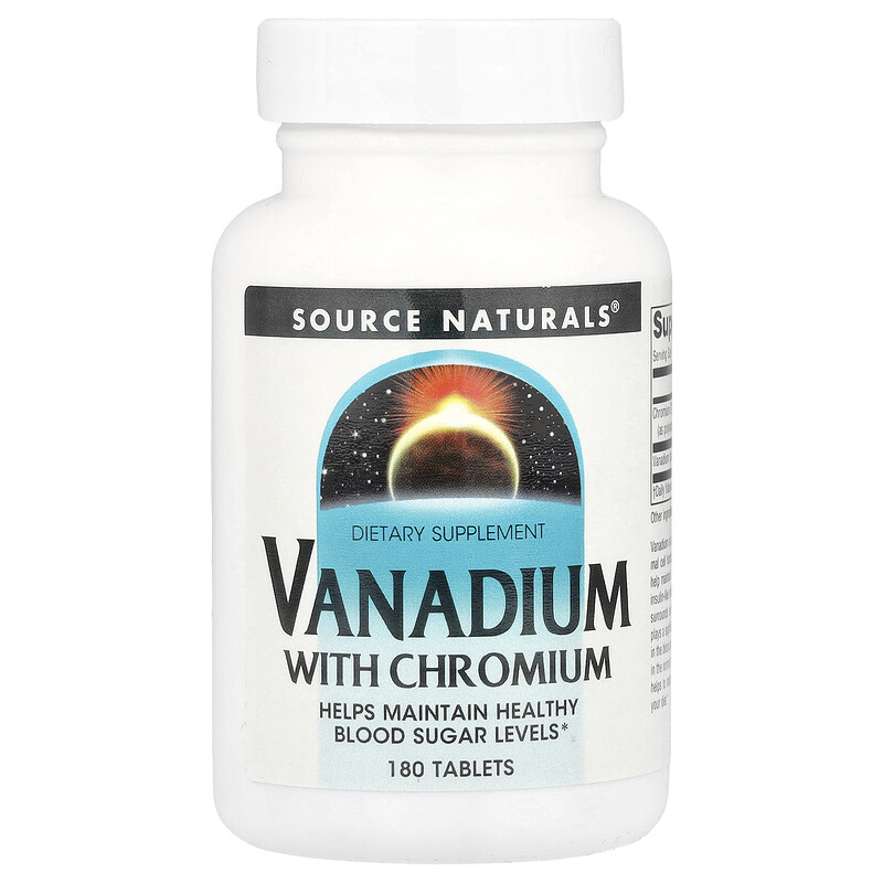 

Source Naturals, Ванадий с хромом, 180 таблеток