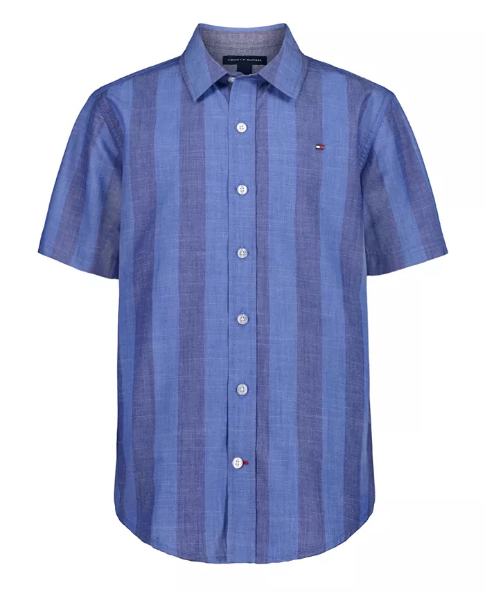 

Рубашка для мальчиков Big Boys с коротким рукавом в полоску Awning, тканая Tommy Hilfiger