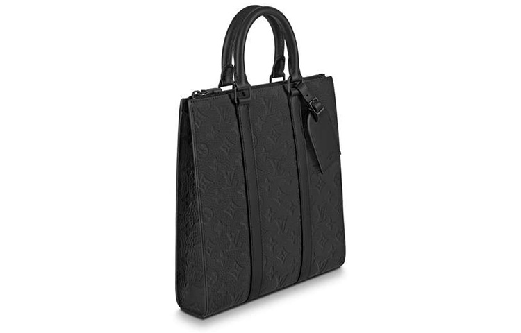 Сумка Sac Plat из кожи Taurillon с возможностью ношения через плечо или в руках Классическая мужская черная LOUIS VUITTON — фото 2